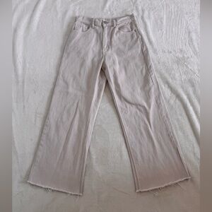 SHEIN Size 26 High Rise Wide Leg Jeans. Cream color. Unhemmed leg edge.